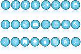 Blue round buttons with icons for pc