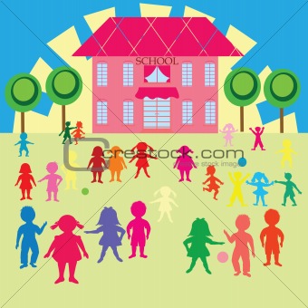 Clip-art with children and school