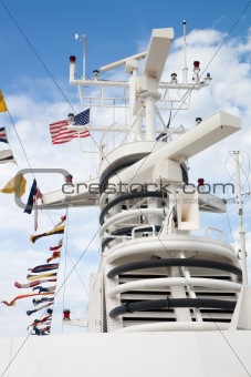 Electronic equipment mast on a cruise ship