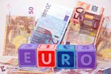 euro in blocks on cash 