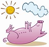 Pig take sunbath