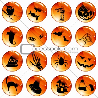 Set of 16 halloween buttons