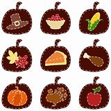 Set of quilted Thanksgiving icons