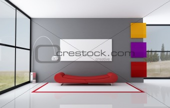 colored minimalist living room
