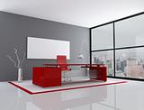 red and gray city office