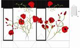 Template for bag with red flowers