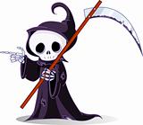Cartoon grim reaper  pointing