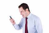 angry businessman on the phone