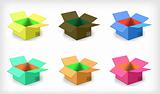 Set different multi-coloured open box