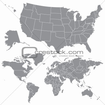 Vector USA Map and World Map