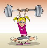 Girl lifting heavy weight