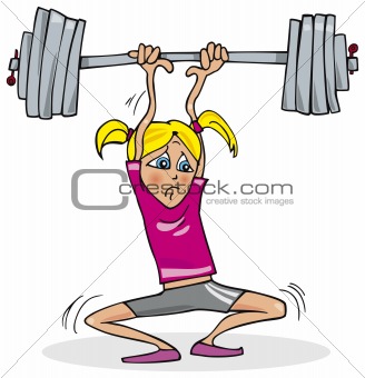 Girl lifting heavy weight