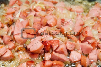 Sausages with onion