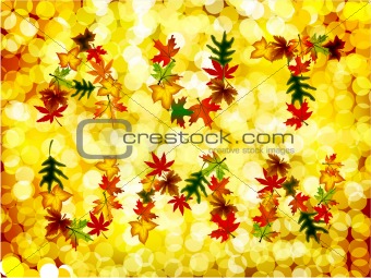 Autumn illustration gold background. Vector