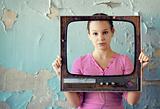 woman in tv frame