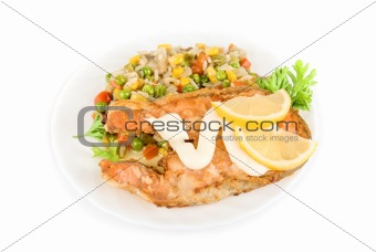 Red fish and color rice 