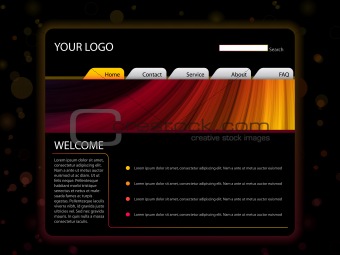 Website Layout Template in Red and Yellow Colors