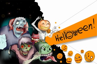 Illustration of terrible monsters in Halloween