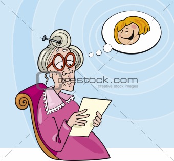 Grandma reading letter from granddaughter