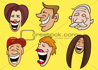 Set of funny faces