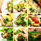 Collection of seafood and meat dishes