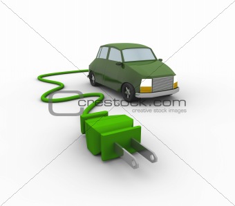 3D representation of an Electric Car isolated in white