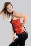 Young woman in corset