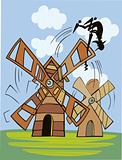 Don Quixote and wind mill