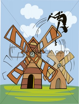 Don Quixote and wind mill