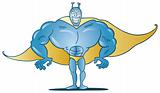 Funny blue superhero