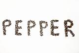 Pepper inscription over white background