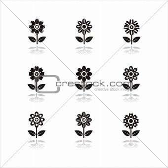 set of 9 flower icons
