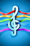 treble clef musical symbol with ribbon