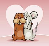 Hamster and mouse in love