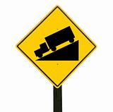 Yellow slippery road sign, isolated, clipping path.
