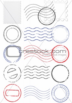 Vector set of different postmarks and stamps.