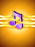 note musical symbol interlaced by gold ribbon