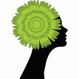 Girl with green flower in her hair
