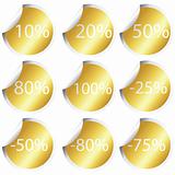 Golden stickers with procentual numbers