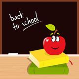 Back to school: apple, books and black board