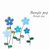 Greeting card with delicate blue flowers