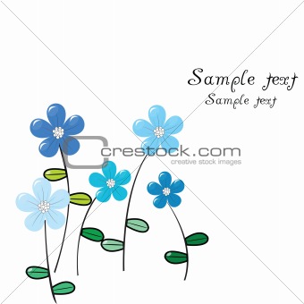 Greeting card with delicate blue flowers