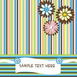 Greeting card with flowers and stripes