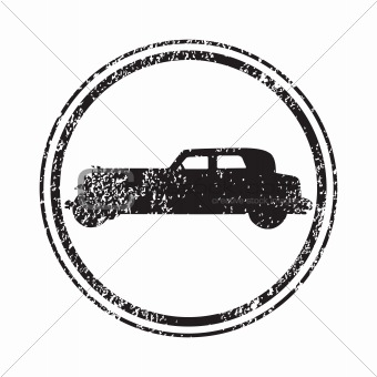 Grunge stamp with old car silhouette