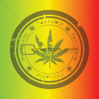 Marijuana stamp on rastafarian background