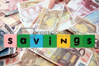 euro note savings in toy letters