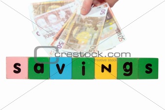 euro savings in toy letters