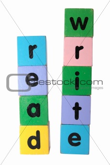 read and write in text on toy blocks