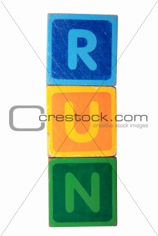 run in toy block letters