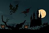 Scary halloween vector with dragons. Vector